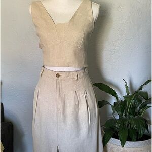 Banana Republic Linen Blend Herringbone sun washed skirt and halter top set boho